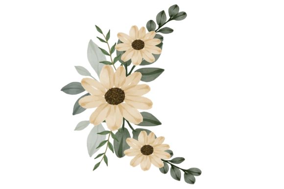 Arrangement of Sunflower Watercolor Illustrations