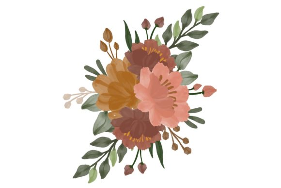 Brown Watercolor Floral Arrangement Illustrations