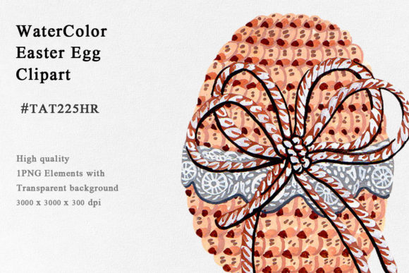 Easter Egg Ribbon Watercolor Clipart and Illustrations