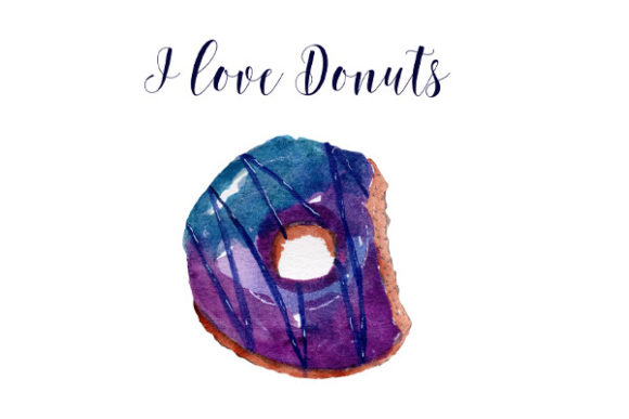 I Love Donuts Watercolor Sublimation Illustrations