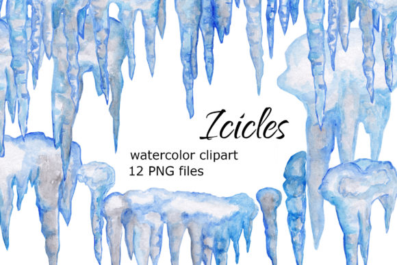 Icicles Watercolor Clipart