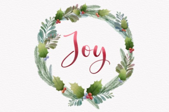 Joy Lovely Wreath Watercolor Illustrations