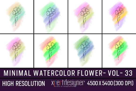 Minimal Watercolor Flower Vol - 33 Illustrations