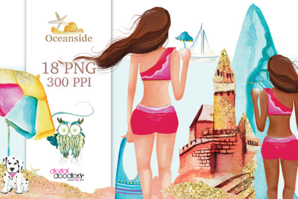 Oceanside Watercolor Graphics and Illustrations