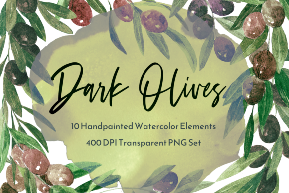 Olive Branches Watercolor Clipart Plants and Illustrations