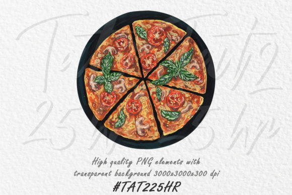 Pizza Clipart - Watercolor Clipart