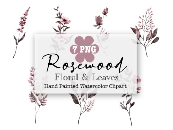 Rosewood Floral and Leaves Watercolor