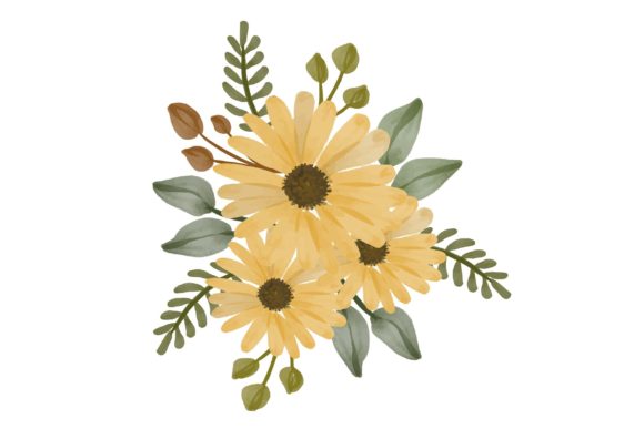 Set of Sunflower Watercolor Frame Illustrations