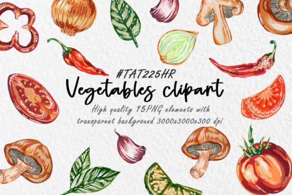 Vegetables Clipart, Watercolor Illustrations