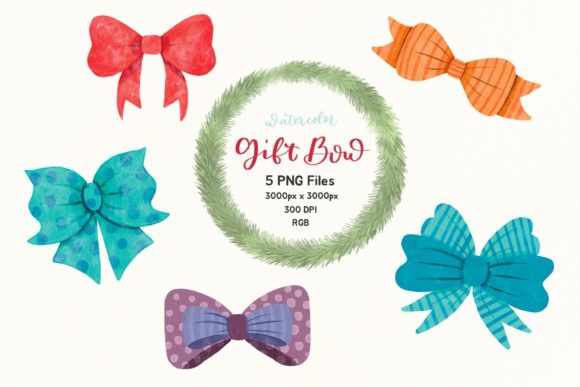 Watercolor Bow Clipart and Illustrations