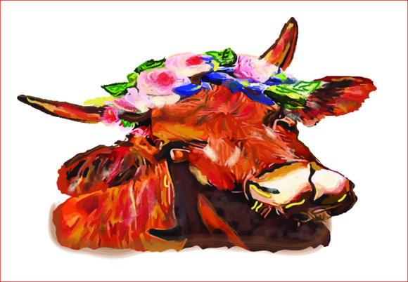 Watercolor Cow Png, Sublimation Graphics