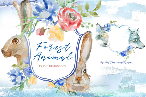 Watercolor Forest Animals Frame Designs