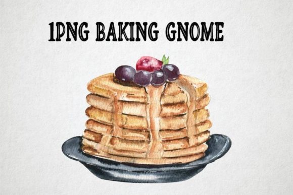 Watercolor Pancakes with Berry