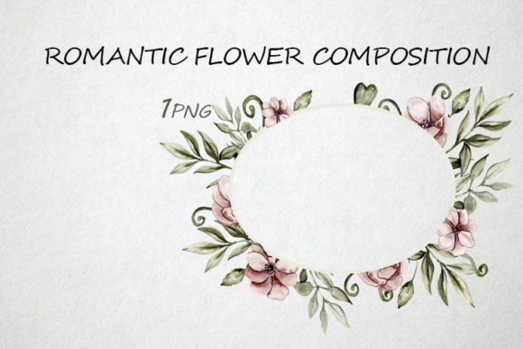 Watercolor Romantic Flower Frame Illustrations