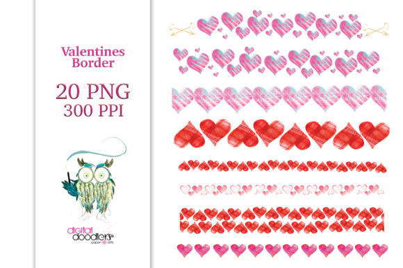 Watercolor Valentine Borders and Illustrations