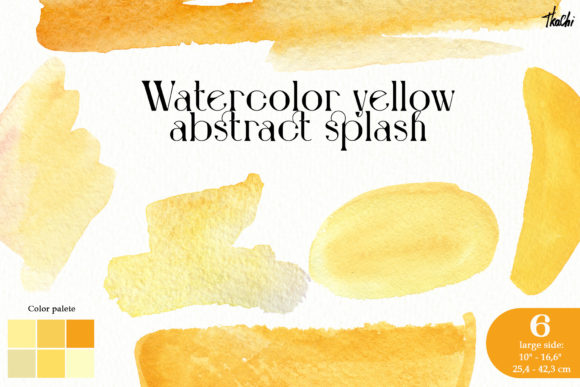 Yellow Splash Shape Watercolor Clipart and Illustrations